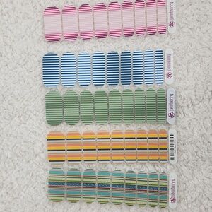 Bundle of 5 Jamberry Half Sheet Nail Wraps Stripes